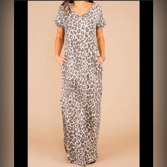 Sweet Love Jen On The Hunt Mocha Brown Leopard Maxi Dress Size S - Picture 3 of 15